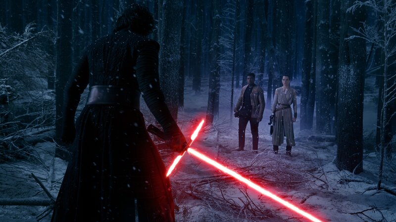 Person with Red Lightsaber — Black, Dramatic, Winter