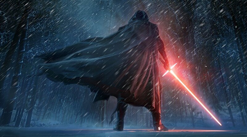 Person with Red Lightsaber — Dramatic, Night