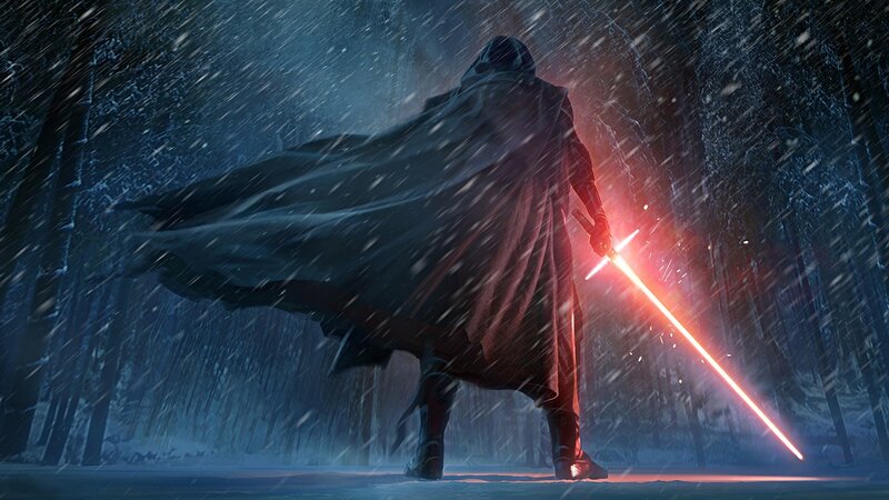 Person with Red Lightsaber — Dramatic, Winter, Digital Art