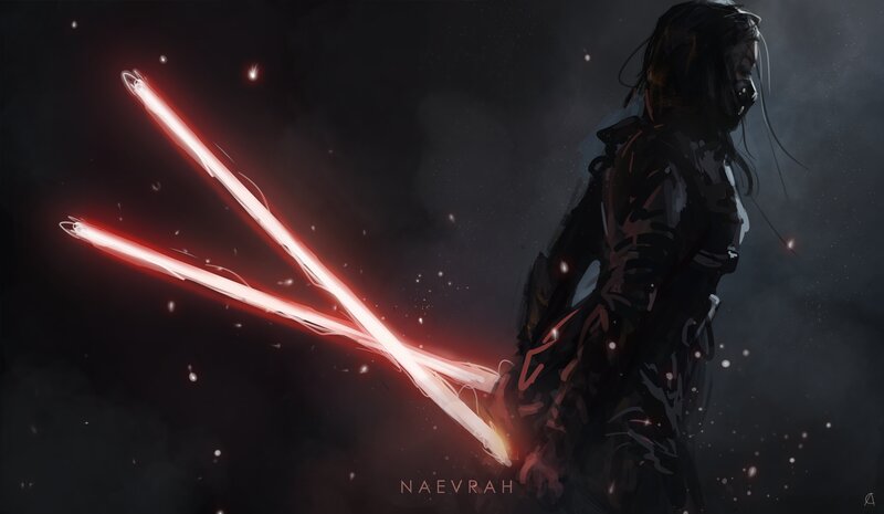 Person with Red Lightsabers