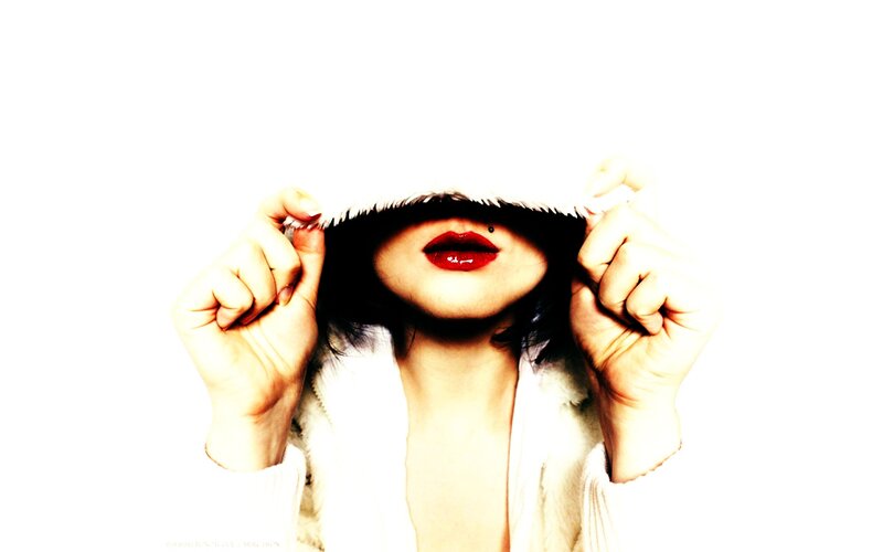 Person with Red Lips — White