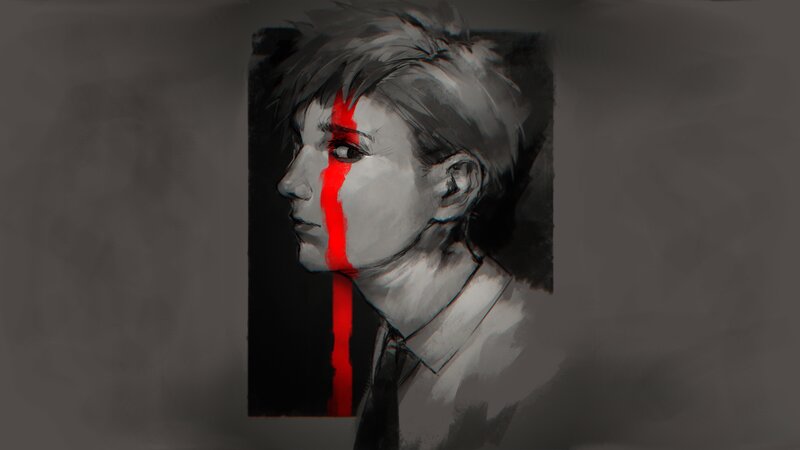 Person with Red Streak