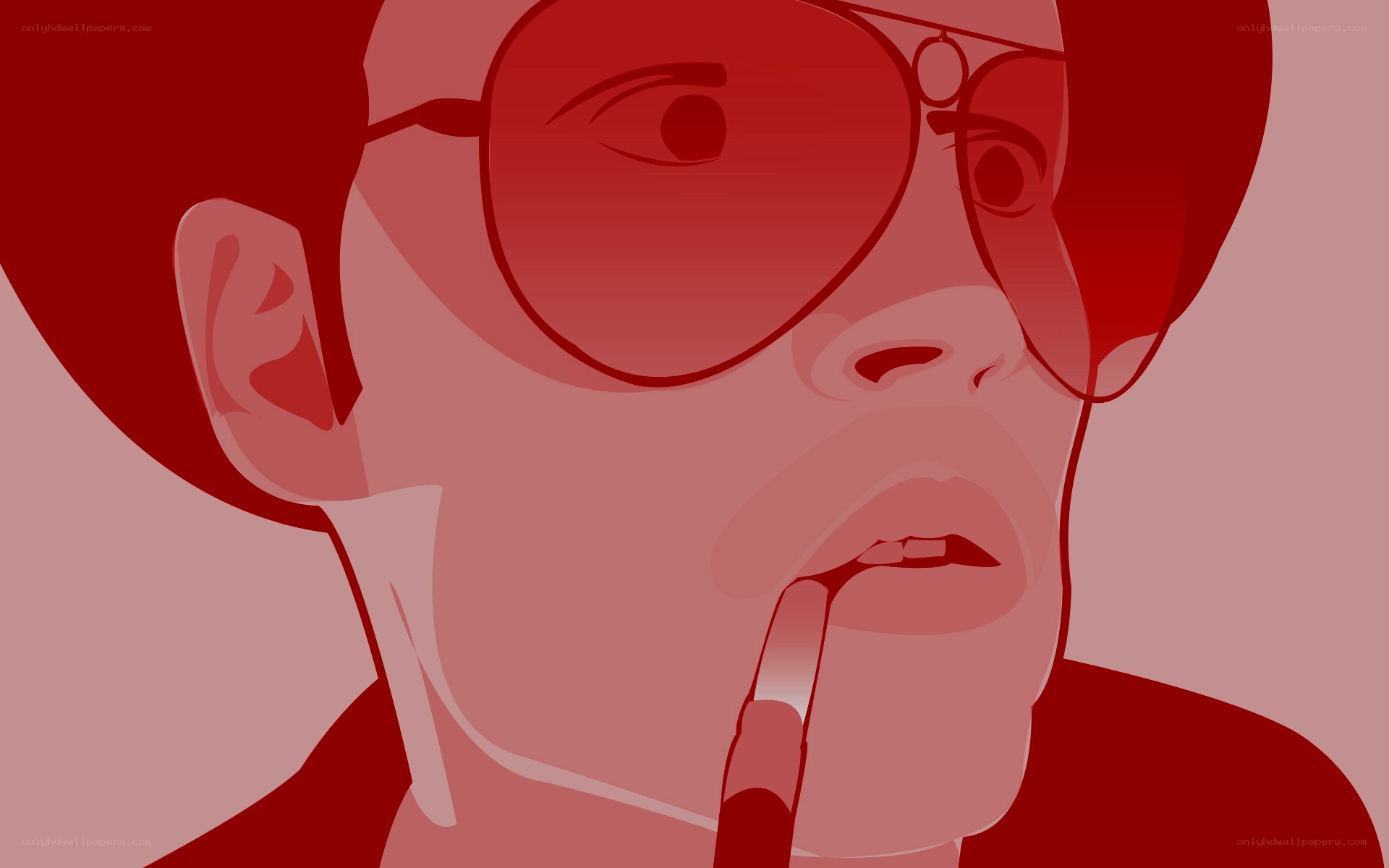 person with red sunglasses
