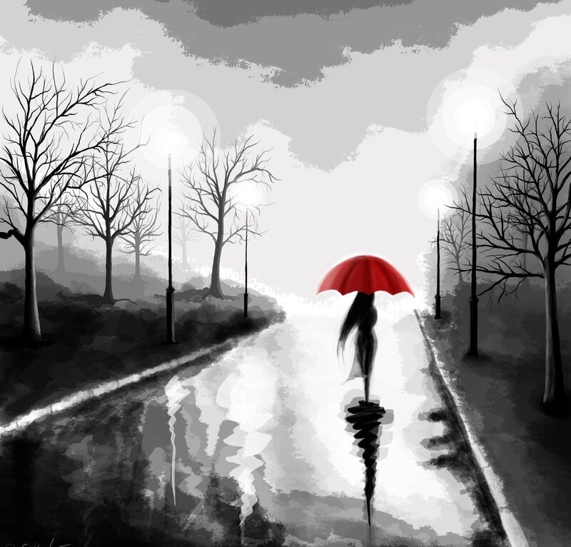 Person with Red Umbrella — Melancholic