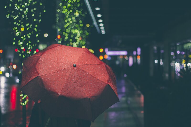 Person with Red Umbrella — Moody