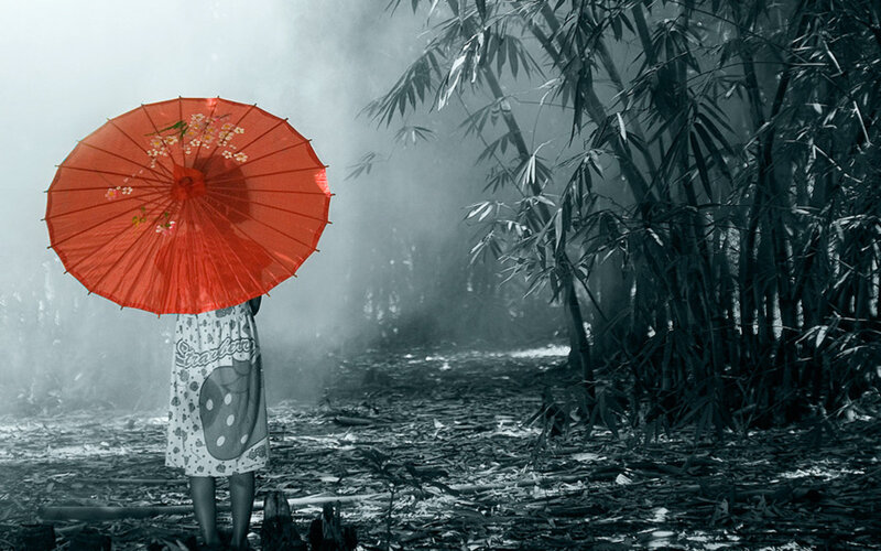 Person with Red Umbrella — Mysterious