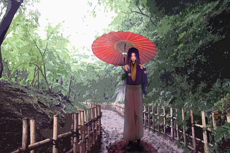 Person with Red Umbrella — Serene, Afternoon