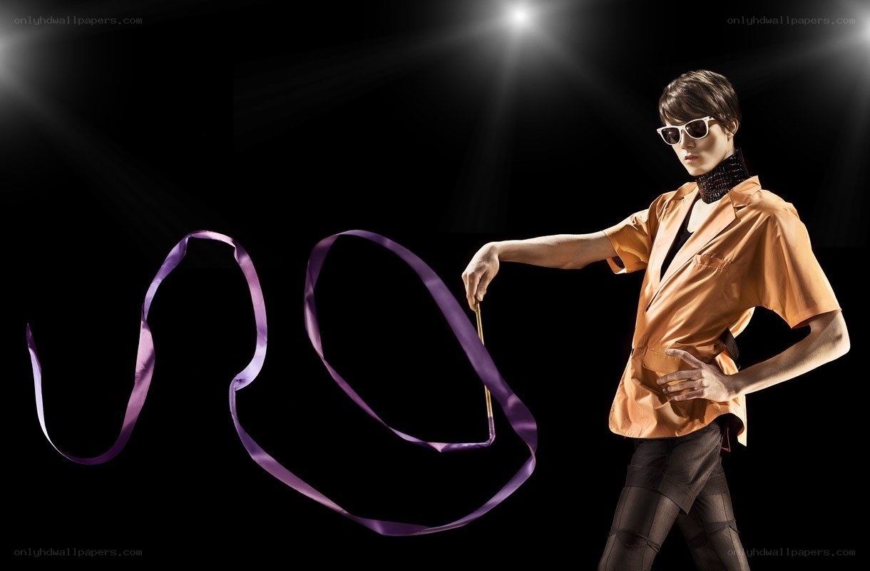 Person with ribbon in studio