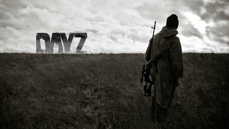 Person with Rifle in Field — Black, Dramatic, Photograph, Clouds