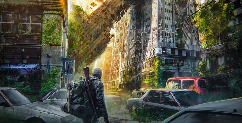 Person with Rifle in Ruins