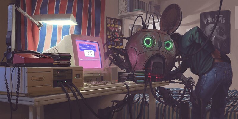 Person with Robot Mouse