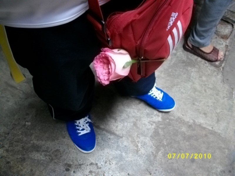 Person with Rose in Bag