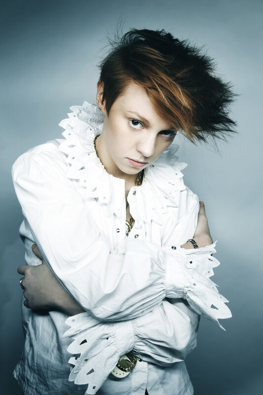 Person with Short Hair — White, Dramatic, Photograph, White Shirt