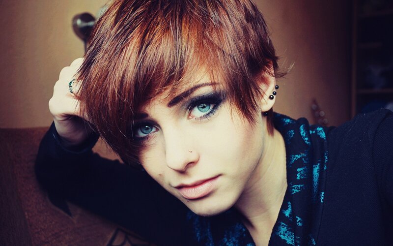 person with short red hair
