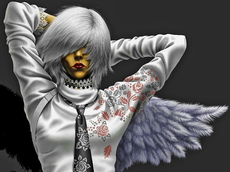 Person with Silver Hair — White, Dramatic
