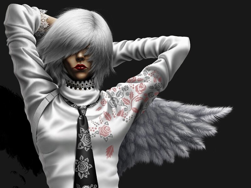 Person with Silver Hair — White