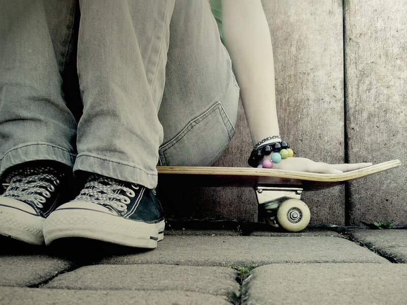 Person with Skateboard — Gray