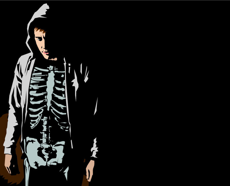 person with skeleton design