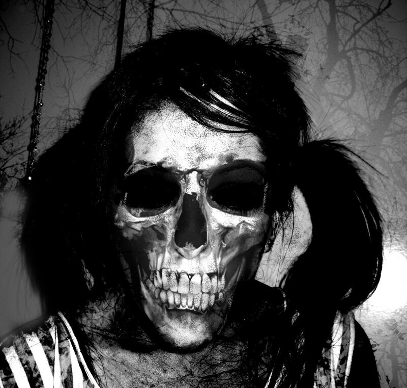 person with skull face