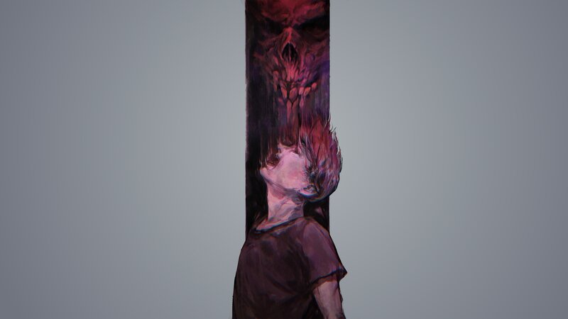 Person with Skull Figure