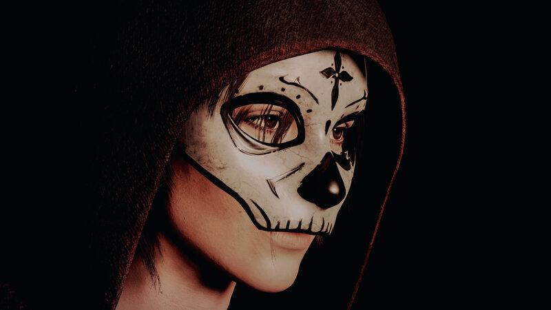 Person with Skull Makeup — Black, Dramatic, 3d Render