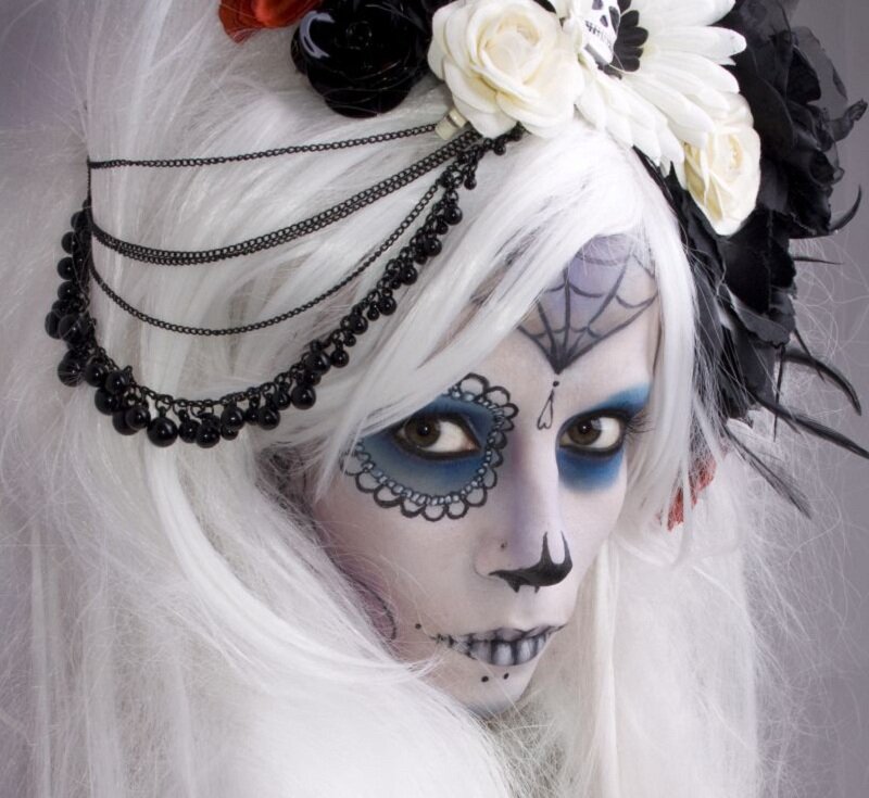 Person with Skull Makeup — White