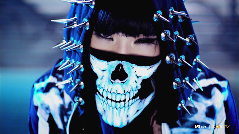 person with skull mask and spikes