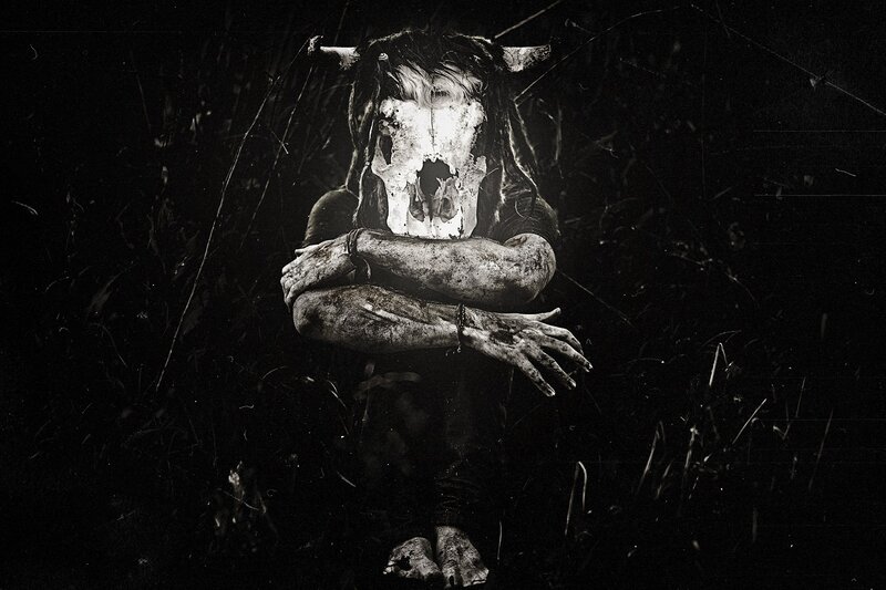 Person with Skull Mask — Black, Dramatic, Night