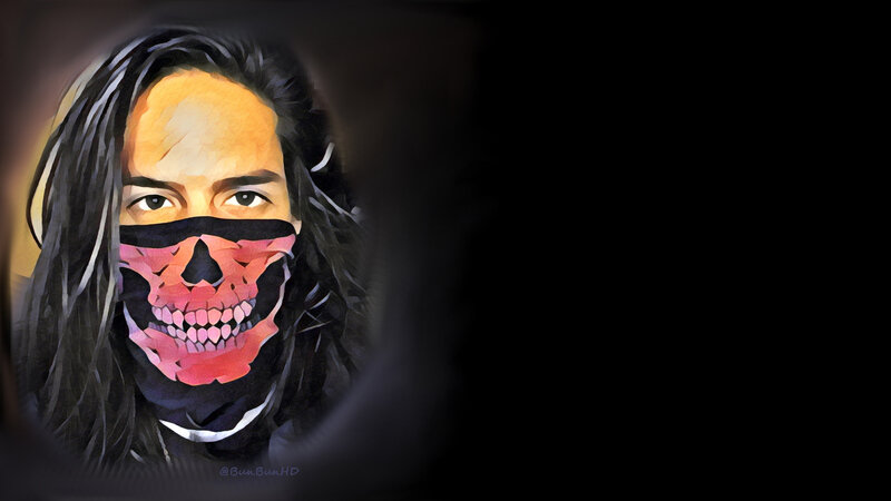 Person with Skull Mask — Black, Dramatic