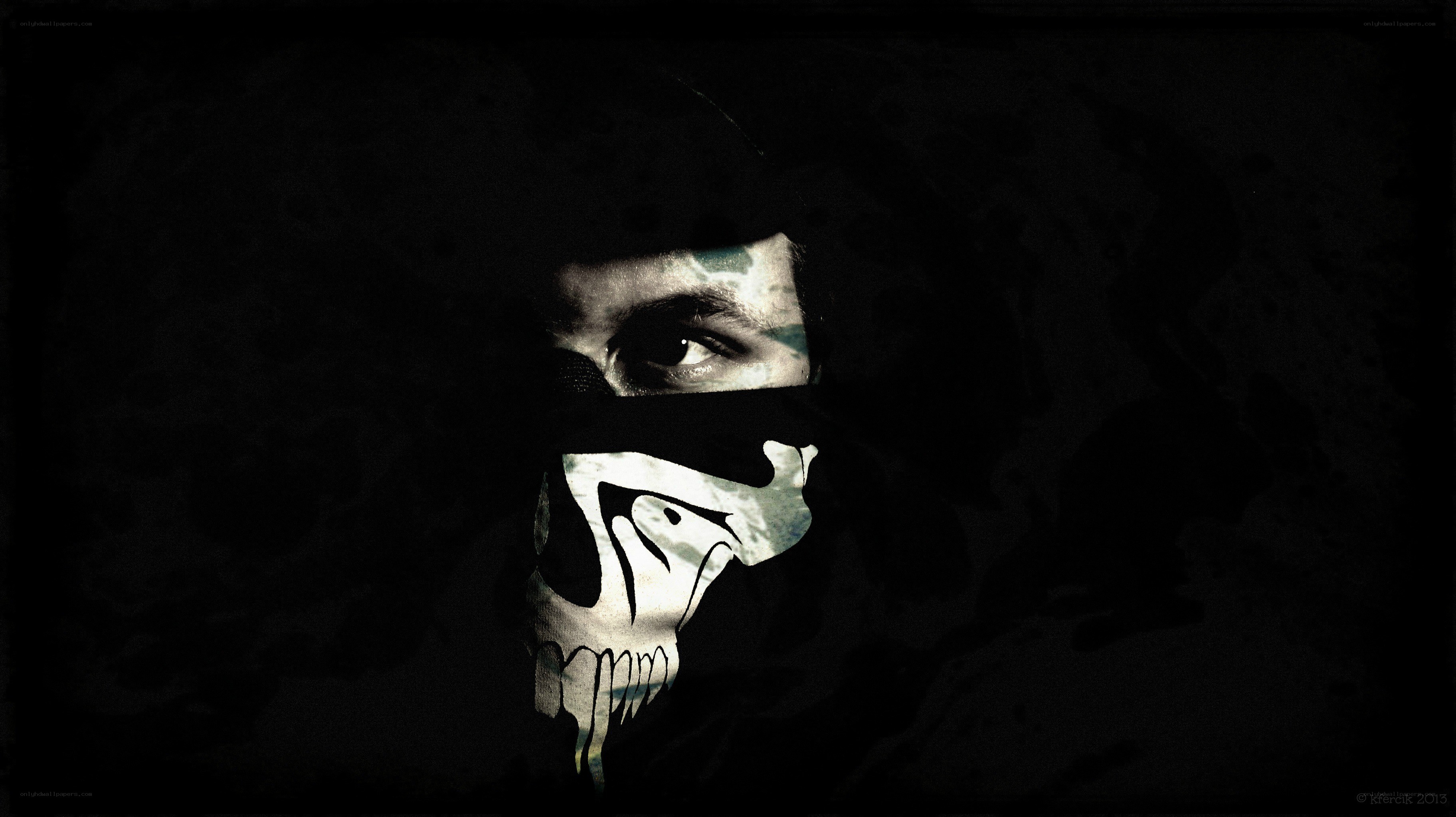 person with skull mask