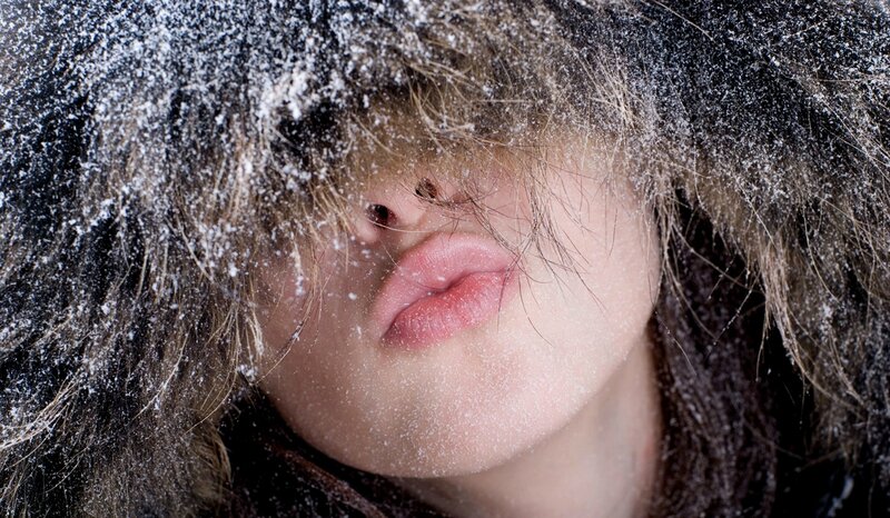 Person with Snow-covered Hair — White