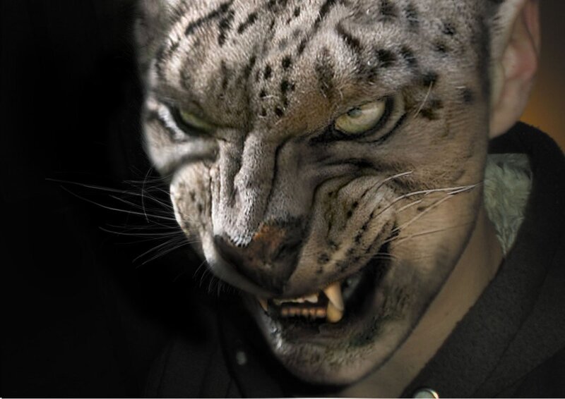 person with snow leopard makeup