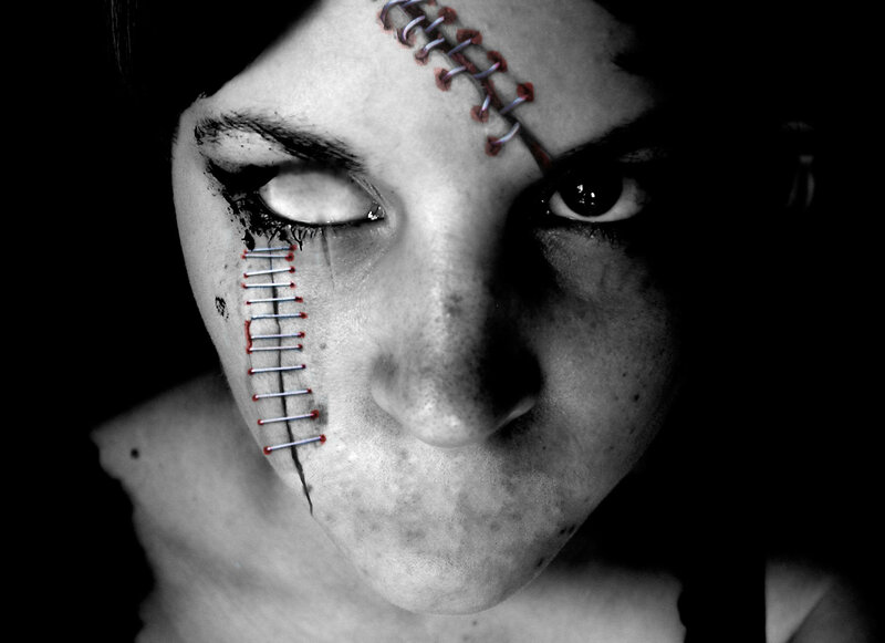Person with Stitched Face