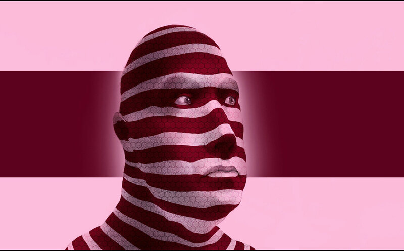 Person with Striped Face — Pink