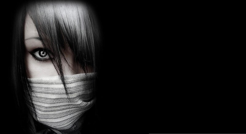 Person with Striped Mask