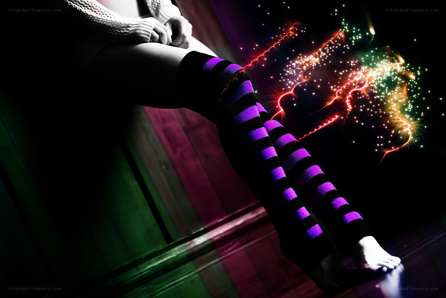 person with striped socks