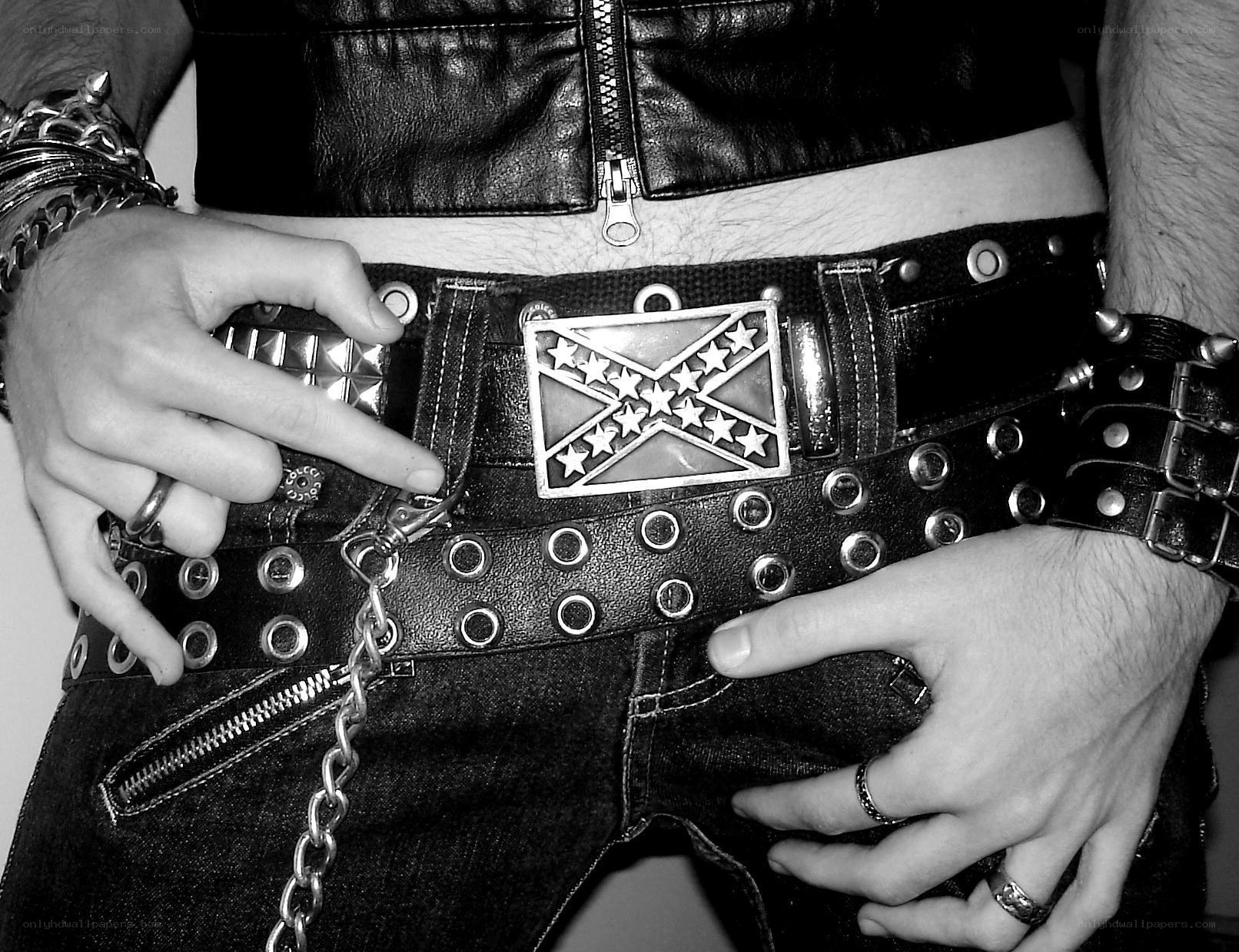person with studded belt