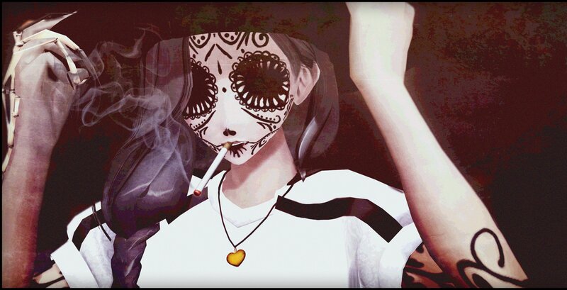 Person with Sugar Skull Makeup — White