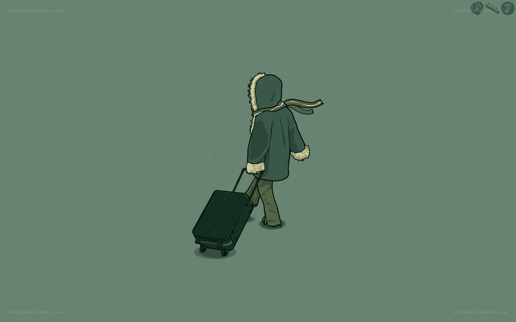 person with suitcase in rain