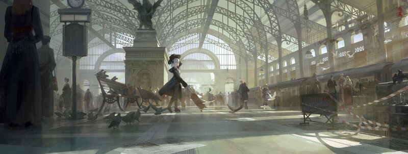 Person with Suitcase in Station