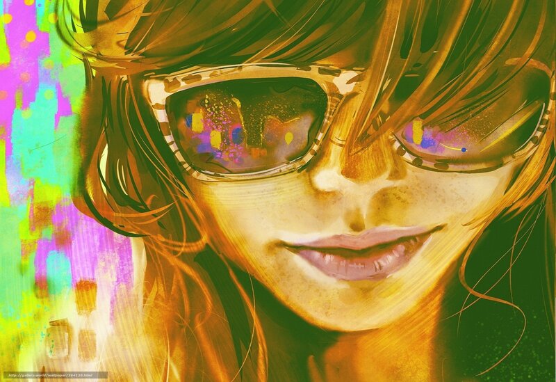 Person with Sunglasses — Yellow, Vibrant, Digital Art