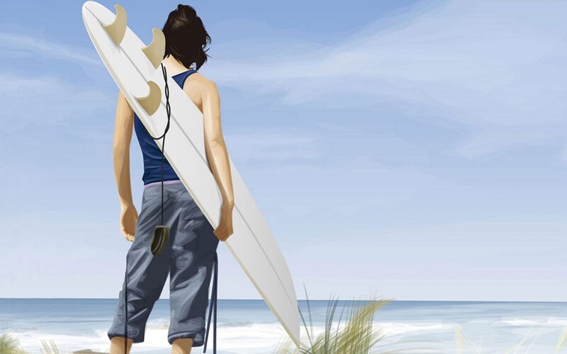 Person with Surfboard