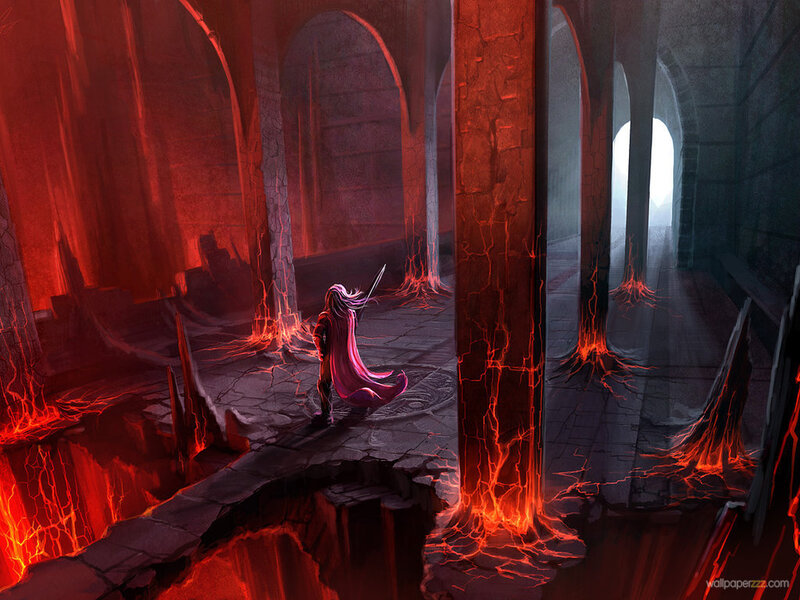 Person with Sword in Dungeon
