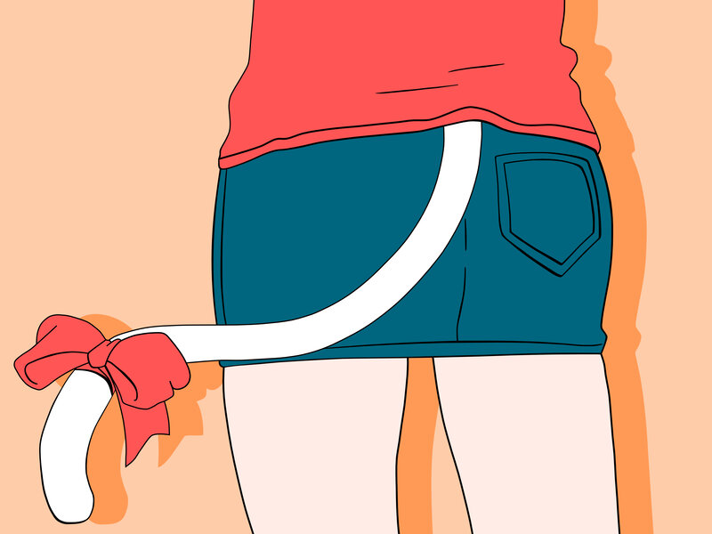 person with tail bow