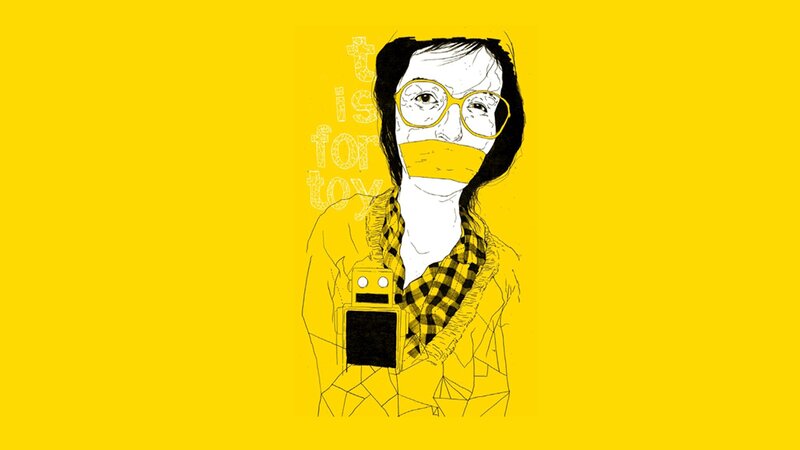 person with tape over mouth