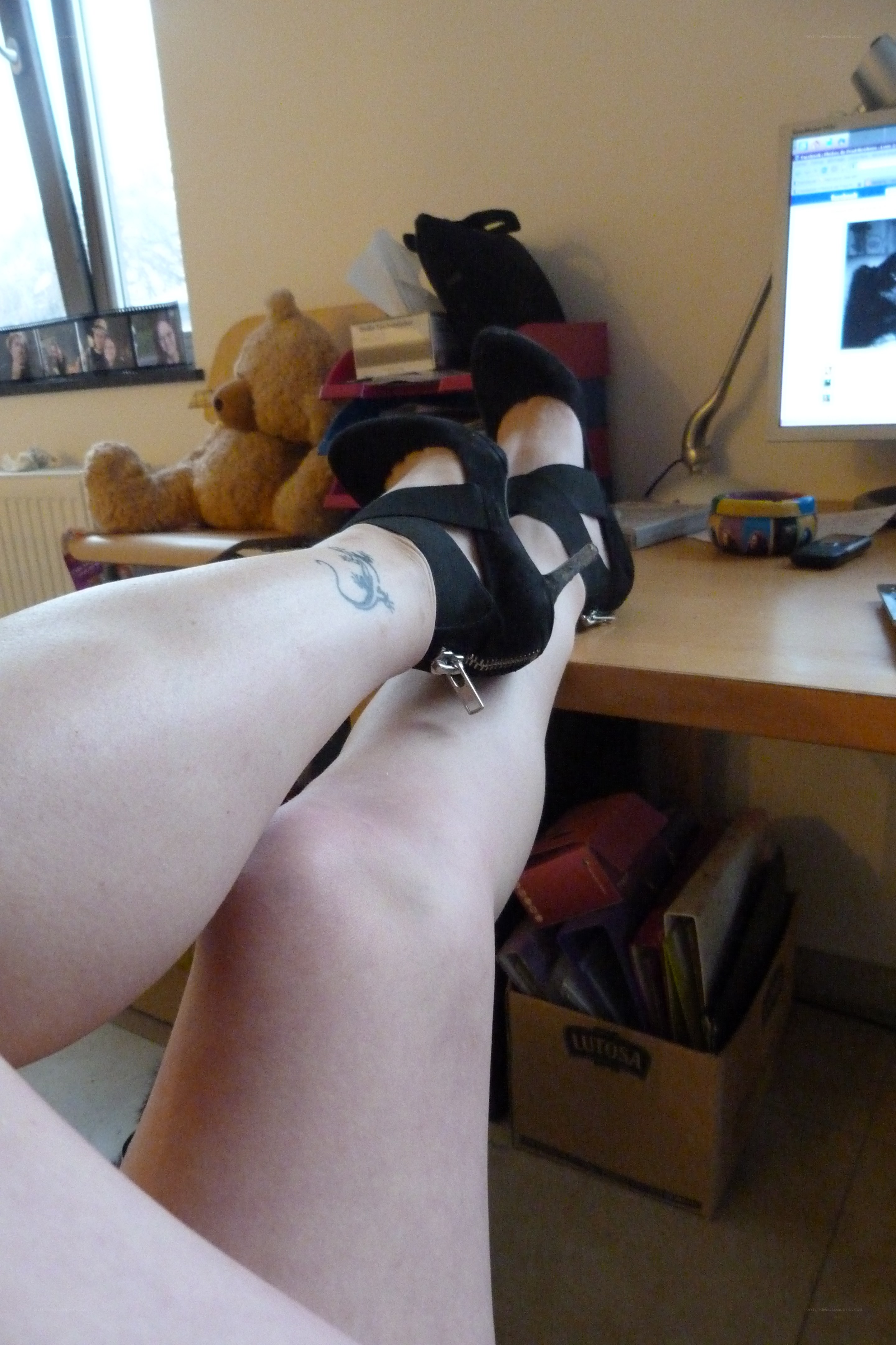 person with tattoo on leg