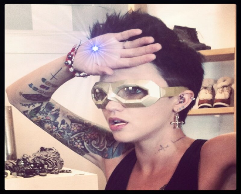Person with Tattoos and Goggles