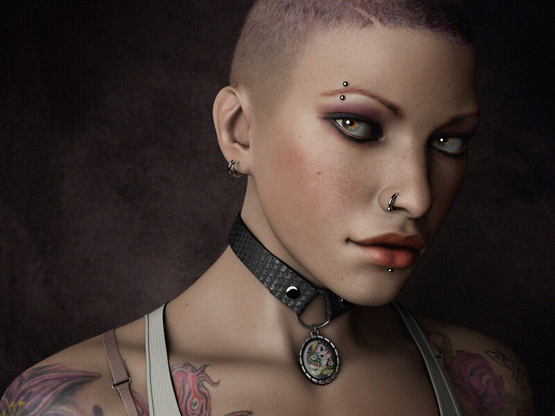 Person with Tattoos and Piercings — Black