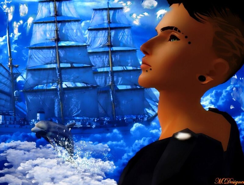 Person with Tattoos — Blue, Dreamy