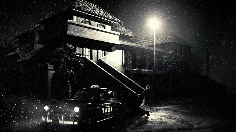 Person with Taxi in Snow